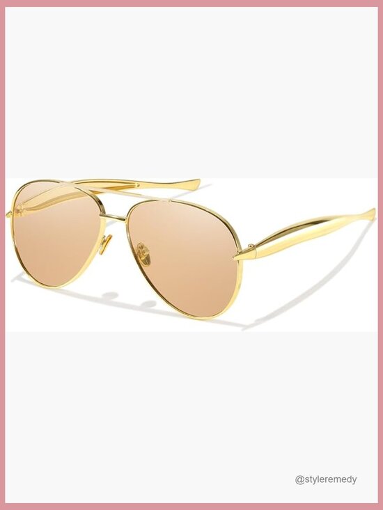Oversized Aviator Sunglasses Metal Frame UV400 Protection